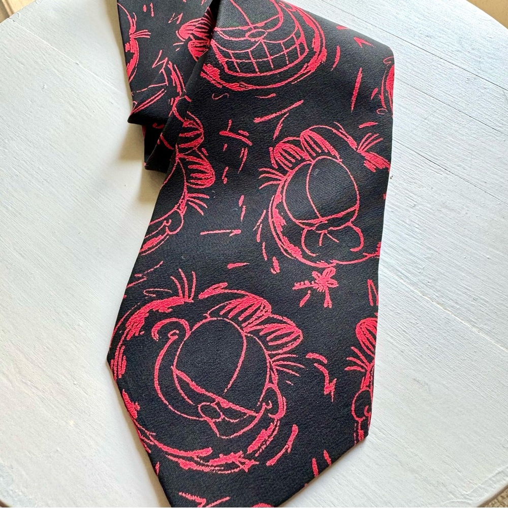 Vintage 1978 Red and Black Garfield Collectors Balancine Inc Necktie